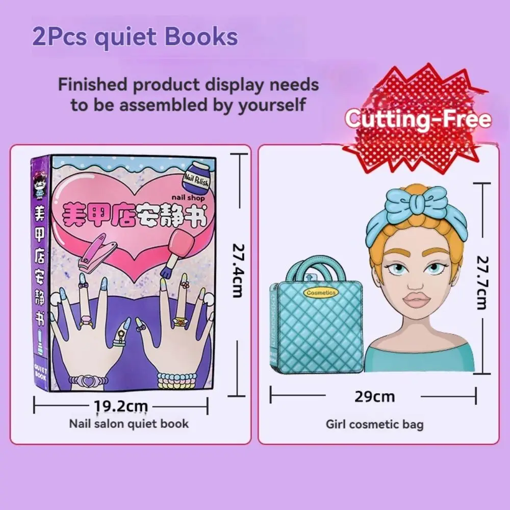 3D Nail Shop Quiet Book Creative Interactive Sticker Games Quiet Book Craft Montessori Makeup Quiet Book Early Learning