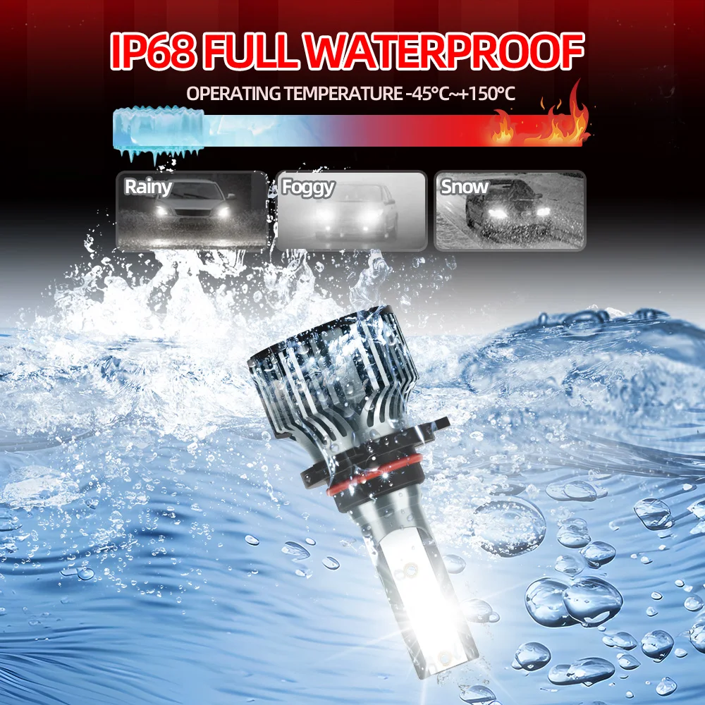 roadsun 9005 Hi/Lo Beam LED Car Headlight HB3 LED Bulbs Ultra White Turbo Fan 120W 20000LM Auto Headlamps  All in one Car Accessories