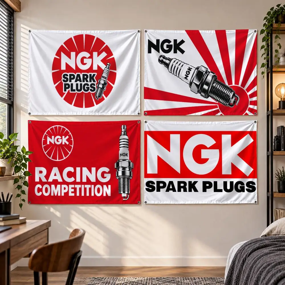 Automotive N-NGK Flags Banner Decor for Bedroom,Garden,Party,Club,Gaming Room,Indoor Outdoor