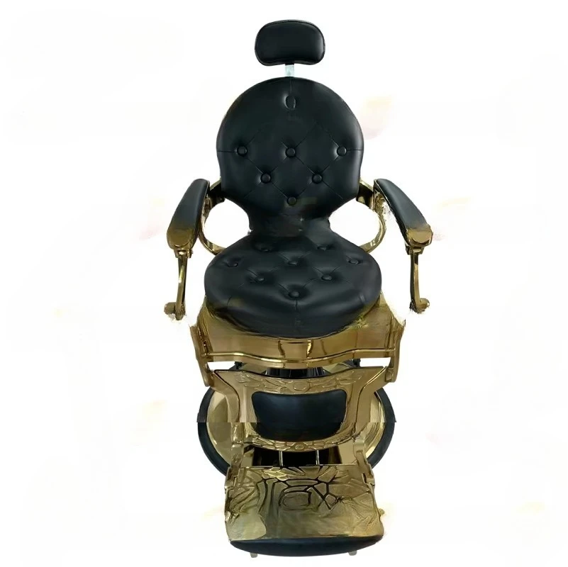 

Luxury Classic Salon Black Gold Professional Reclining Hydraulic Pump Base Men's Barber Chair