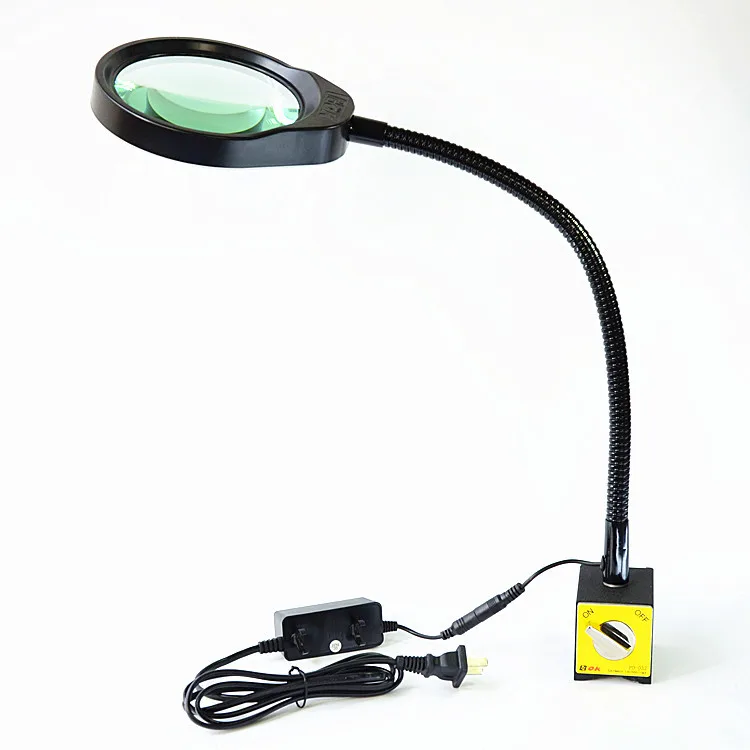 10X 20X HD Magnetic Base Magnifier Lamp, Adjustable Brightness LED Light for Lathe Milling Work