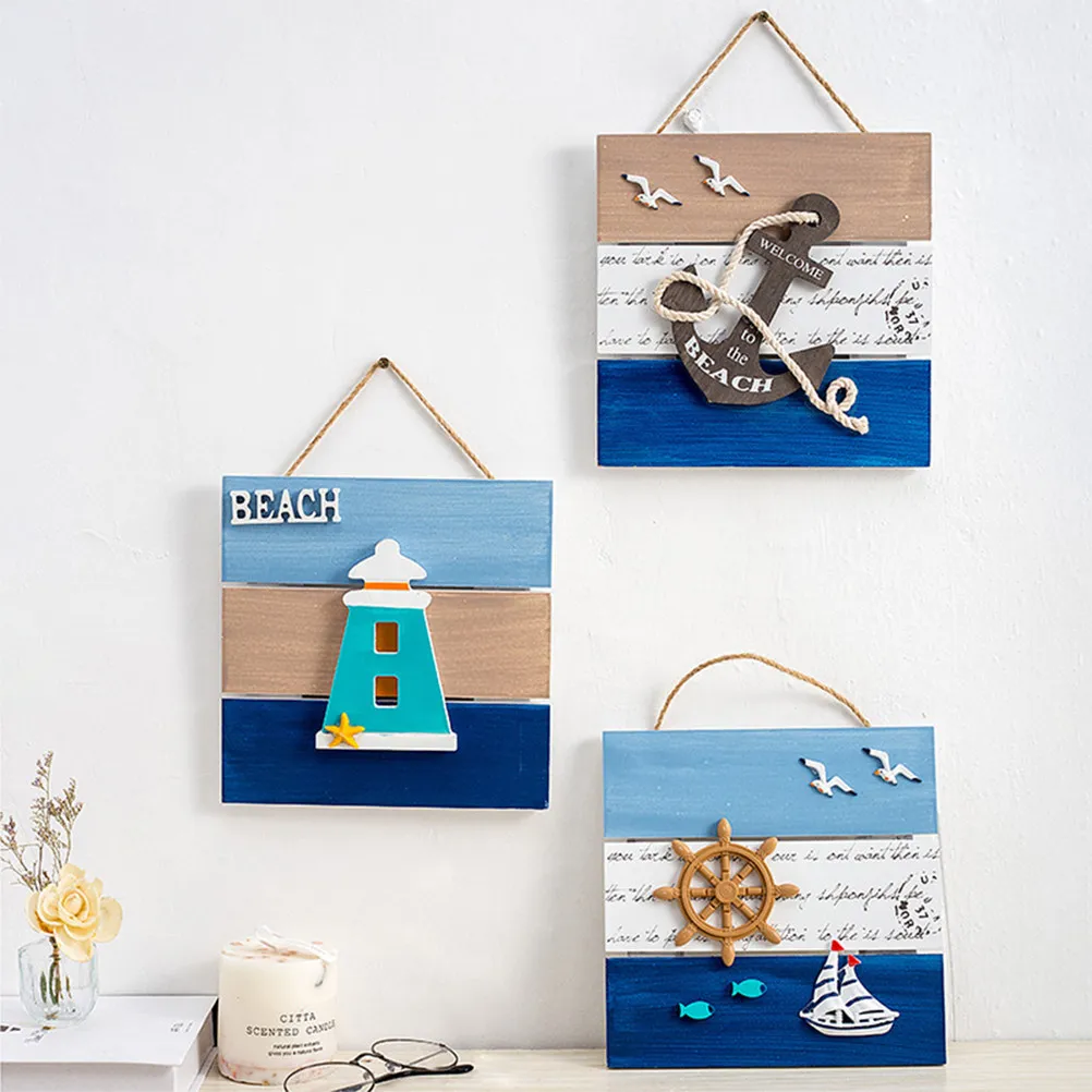 

Chic Mediterranean Wooden Hanging Wall Sign Beach Decor Premium Material Home Apartment Dormitory Hanging Wall Sign