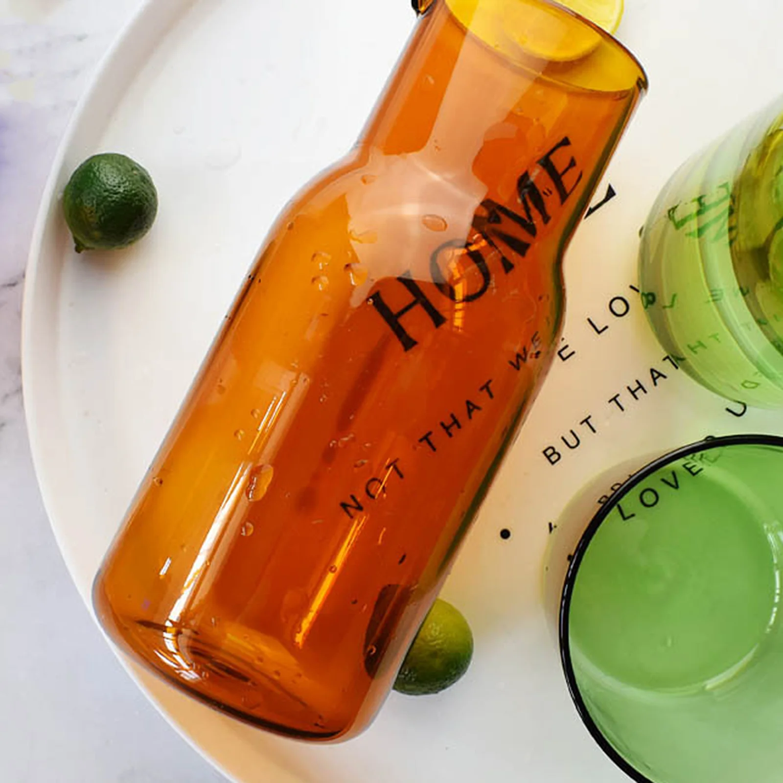 

1Set Glass Cup and Water Bottle Set Premium Heat Resistant Borosilicate Glass Drinking Tools for Kitchen Living Room Office