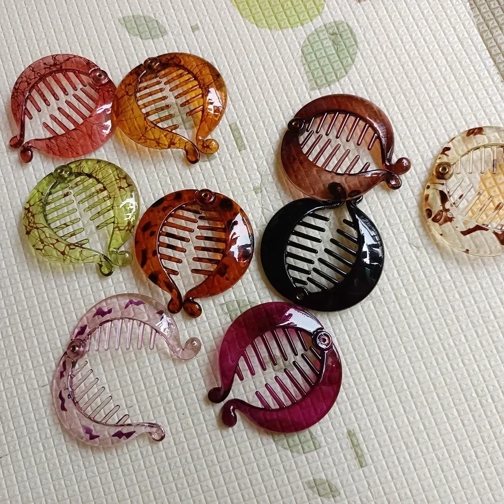 

Small Round Shape Ponytail Hair Claw Clip Women Girls Banana Clip Crab Black Brown Ponytail Holder Pro Hair Styling Accessories