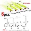 6pcs White Green
