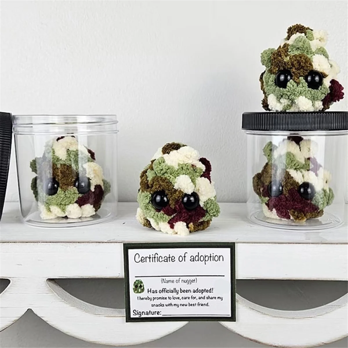 T71C ใช้ Weed Nugget Plushie ใน Jar Handmade ตุ๊กตาของเล่นตุ๊กตา, little Weed Nugget Plushie การ์ด