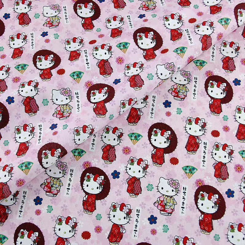 45X140cm Hello Kitty Kuromi My Melody 100 Cotton Fabric By Half Yard, Sanrio Fabric For Sewing Children Dress Clothes Decoration