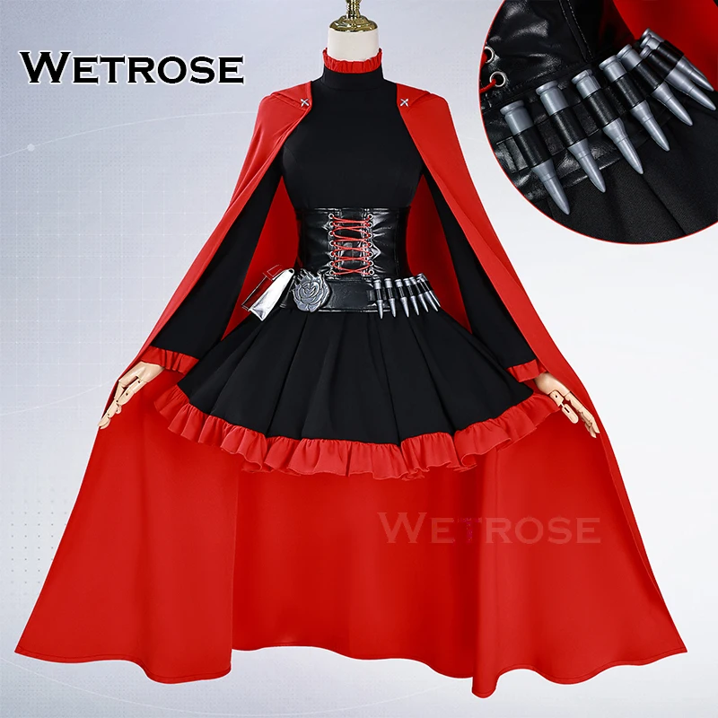 【Wetrose】En stock Disfraz de cosplay rojo RWBY Juego completo de peluca Halloween Navidad