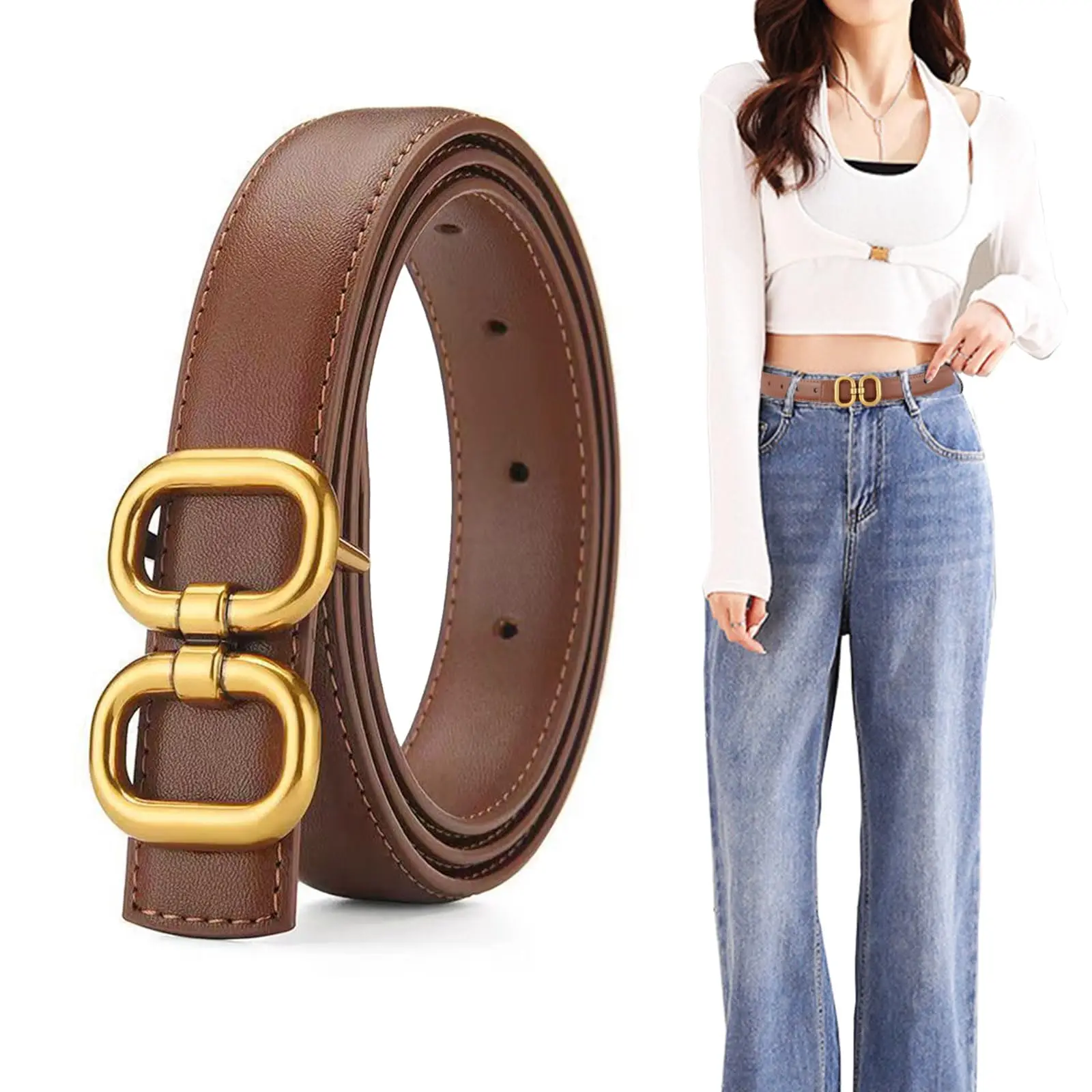 

Women Genuine Leather Belts Woman Belts for Jeans Dress Waist Belt for Trendy Plus Size