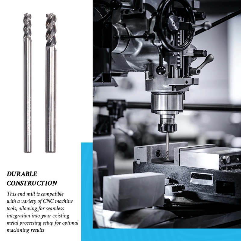 2 шт. HSS 4-флейтовая концевая фреза из стали высокой твердости с прямым хвостовиком для станков с ЧПУ, фреза для обработки металла