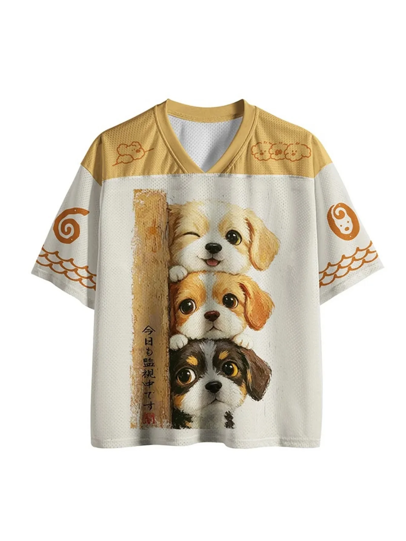 Trendy Animal Print V‑Neck Short Sleeve Top Unisex Hip‑Hop Streetwear Y2K Harajuku Punk Casual Daily Outdoor Holiday Tops