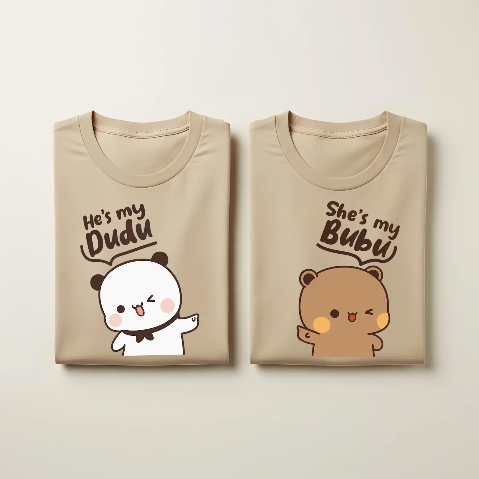 Image of Bubu und Dudu Paar-Shirts für Damen und Herren, passende Bären-T-Shirts, Jahrestagsgeschenk, Streetwear für Erwachsene, Camisetas-Tops, Baumwolle, kurzärmelig