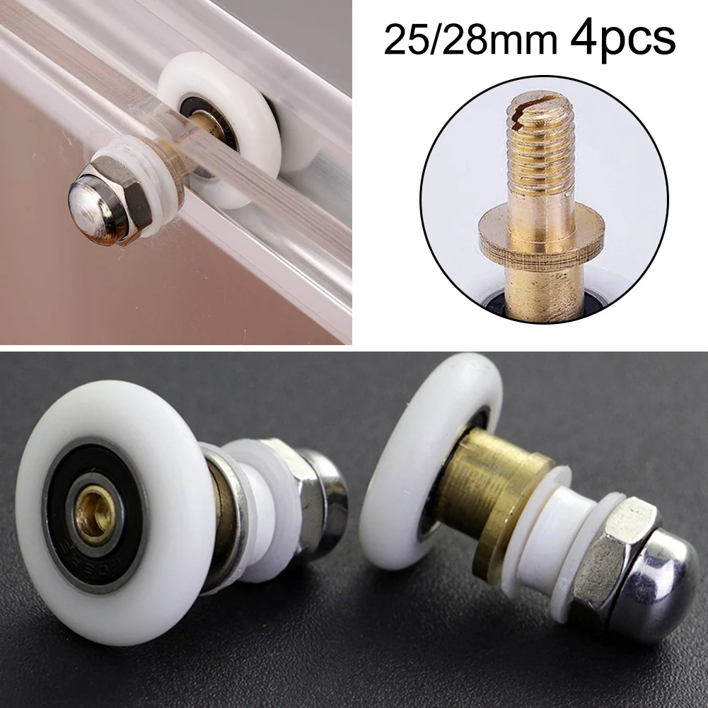 4 rolos de porta de chuveiro de substituição com polias deslizantes para gabinetes de chuveiro e vapor oferecendo operação suave e silenciosa