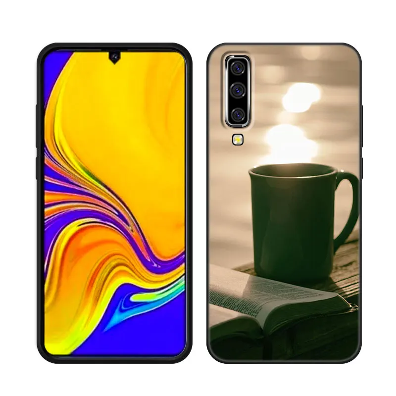 Coffee Time Black Phone Case For Samsung A13 A22 A24 A32 A23 A25 A34 A35 A52S A53 A54 A55 A73 5G A12 A14 A15 A31 A33 A50 A51 A72