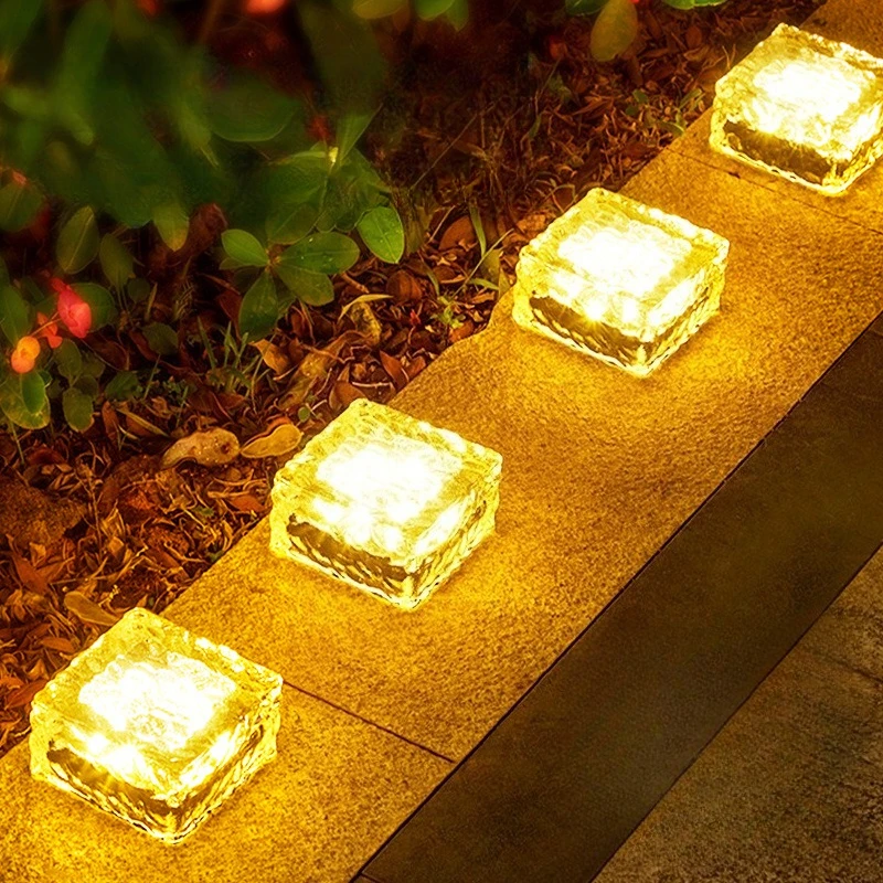 

Solar Glass Brick Light Solar Ice Cube LED Light Garden Courtyard Pathway Patio Pool Decorative Ice Rock Cube Lights Solar Lamp