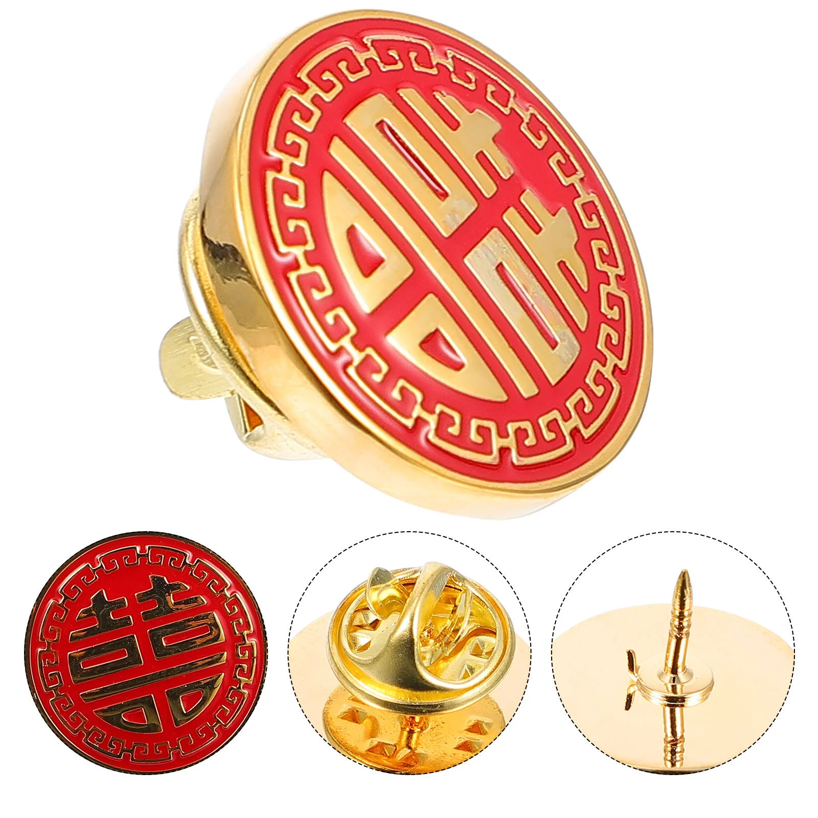 1 個ゴールデンブローチ絶妙な銅中国風新郎結婚式用品ベストマン衣類装飾銅ブローチ結婚式用品