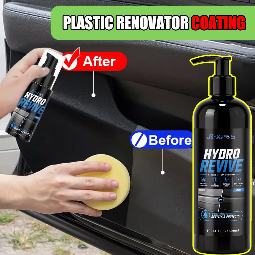 Car Plastic Trim Restorer Hydro Revive Water Based Formula Deep Black Finish UV Protection Long Lasting Auto Care YT2009