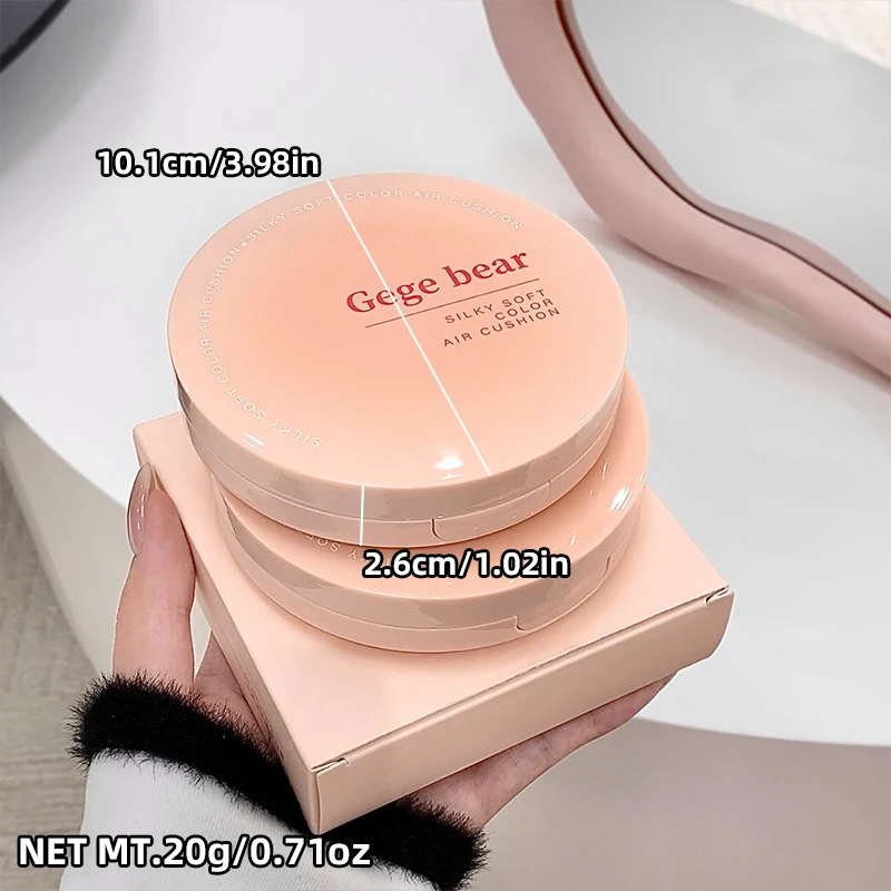 Almofada Gege Bear rosa leitoso – Capa macia fosca e desbotada, acabamento nude semelhante à pele, uso 12 horas, base leve de beleza limpa