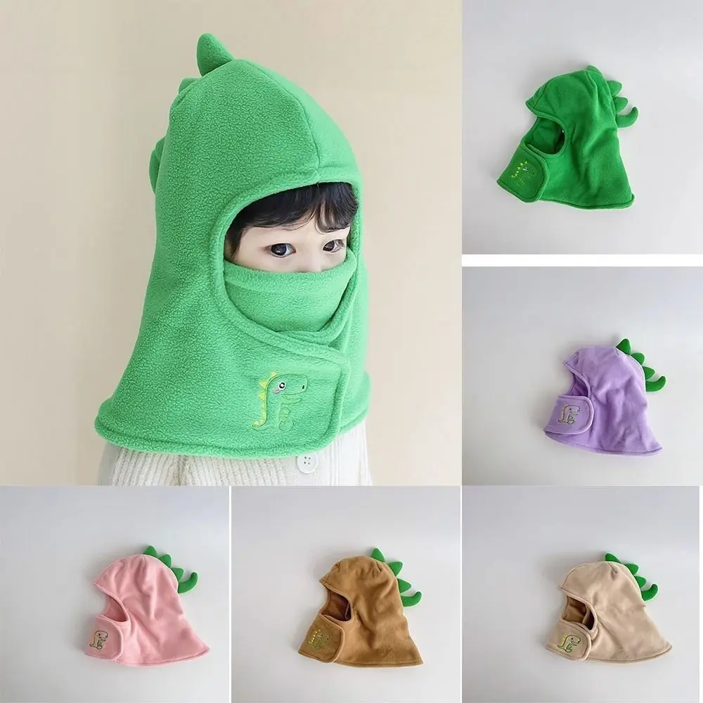 Plush Windproof Protection Ear Hats One Piece Shawl Baby Hat Scarf Baby Dinosaur Mask Earmuffs Warm Plush Pullover Hats Children