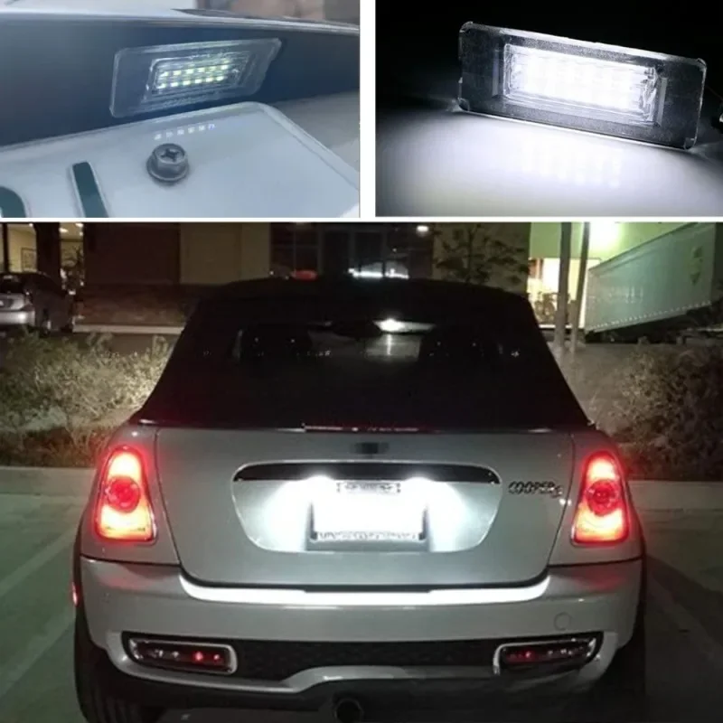 R56 R57 R58 R59 المدمج في CAN-bus المقاوم خطأ الحرة مقاوم للماء 6000K الأبيض 2 قطعة أضواء LED لوحة ترخيص ضوء لميني كوبر
