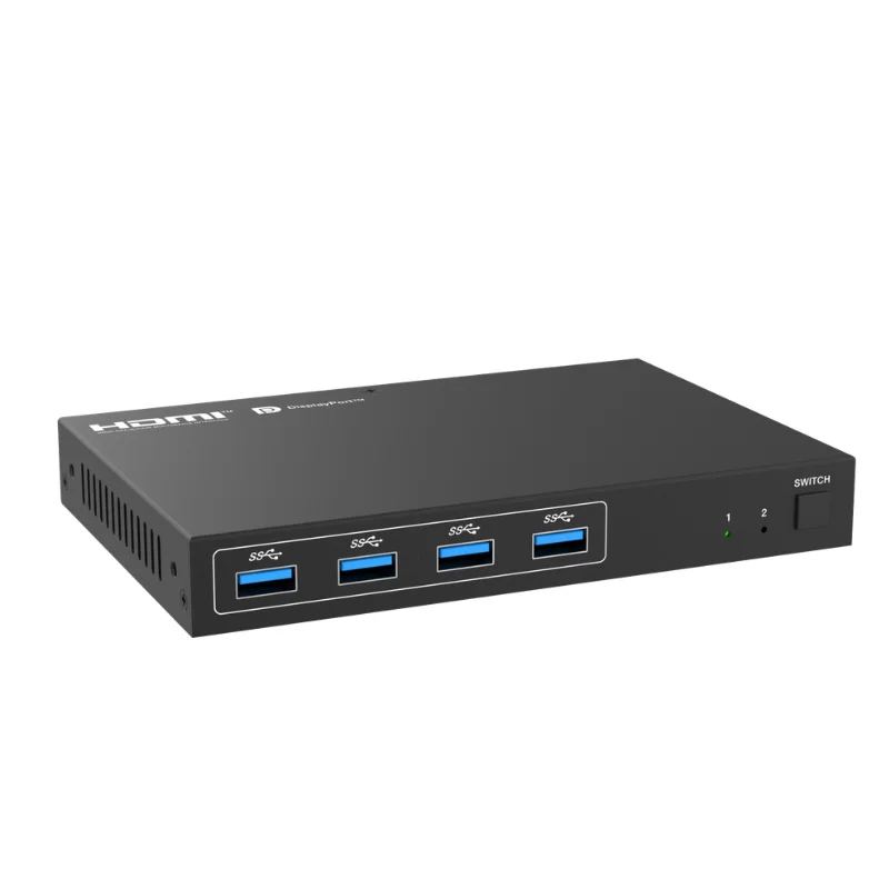 2Port 8K60 DP HDMI Combo KVM Switch, DP1.4 HDMI2.1 HDCP2.3, USB3.0 5Gbps, HDR EDID Emulator, Wired Remote Control Switcher