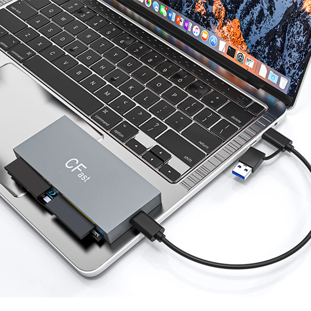 CFast Card Reader Read 6 Cards Simultaneously USB C CFast 2.0 Card Reader USB Card Reader for CFast/CF/MS/SD/TF/XD Card