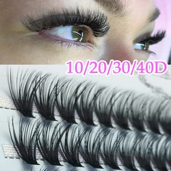 100 Bündel Cluster-Wimpern, natürliches Haar, einzelne Wimpern, 20D/30D, künstlicher Nerz, DIY, fertige Fächer, 8–16 MIX, untere gefälschte Wimpern