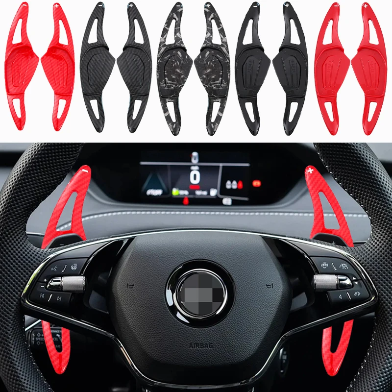 For Skoda 2020 Octavia A8 MK4 ENYAQ IV RS VRS 2021 2022 Car Steering Wheel Shifter Paddle Extension DSG Sticker Styling