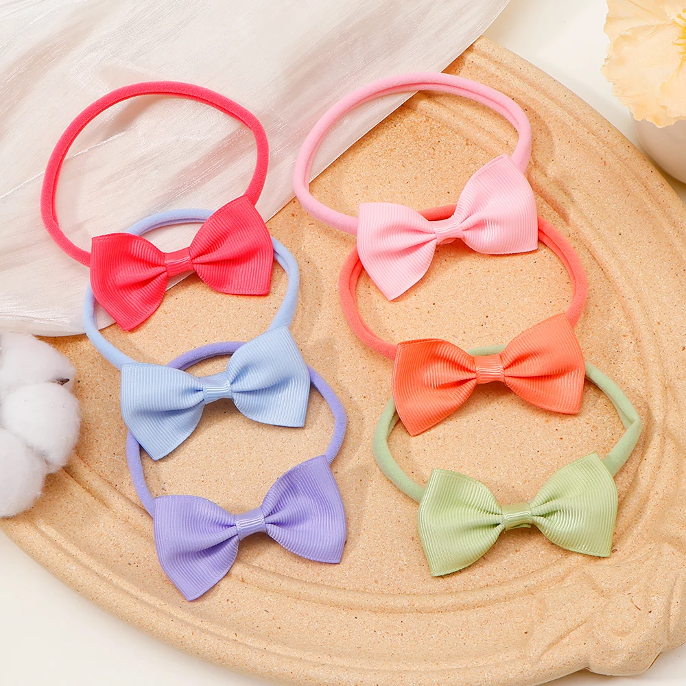 2/6/10Pcs/Set Solid Color Kids Headwear Elastic Hair Bands for Baby Cute Ribbon Bowknot Headband Infant Girls Hair Accessories