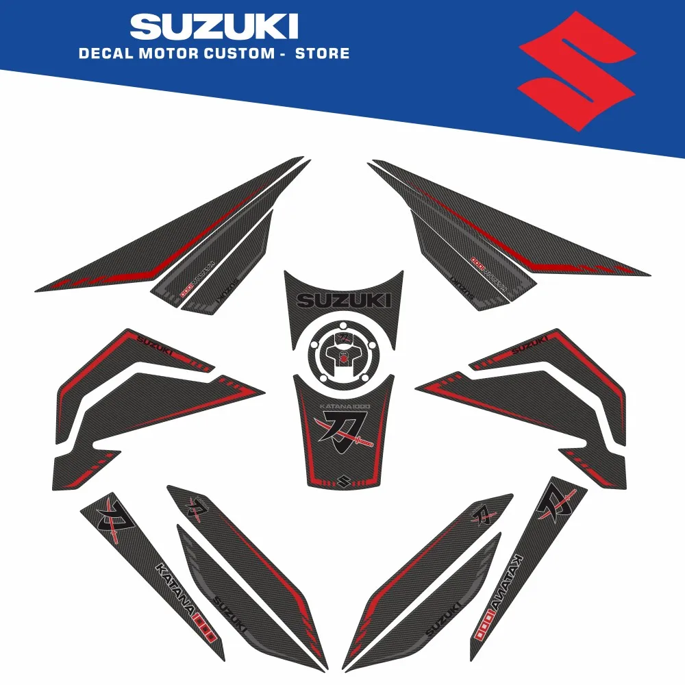 

3D Gel Decal Motorcycle Front Rear Fairing Paint Knee / Tank Paint Protection Decal For Suzuki Katana 1000 GSX-S1000S 2018-2024