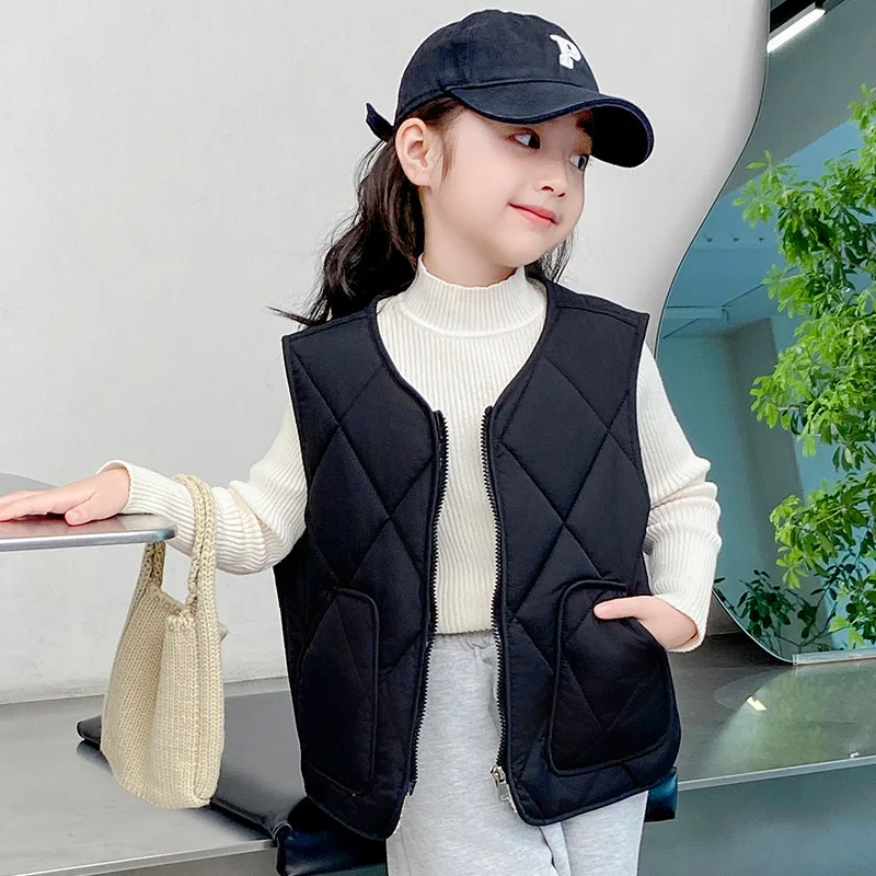 

Vest Girls' Autumn and Winter Jacket Fleece Jacket Baby Warm Vest To Wear Outside Boys Vest Waistcoat 4- 7 Years Old