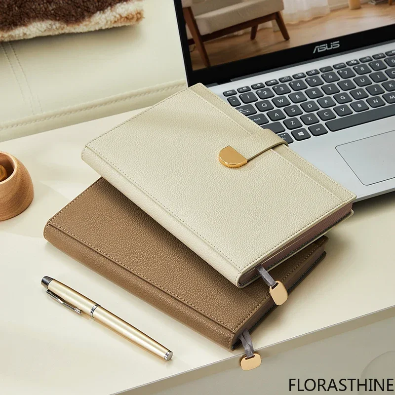 A5 Simple Business Office Study Work Meeting Record Notebook 128 Thicken Sheets Soft Pu Leather Daily Plan Diary Notebook