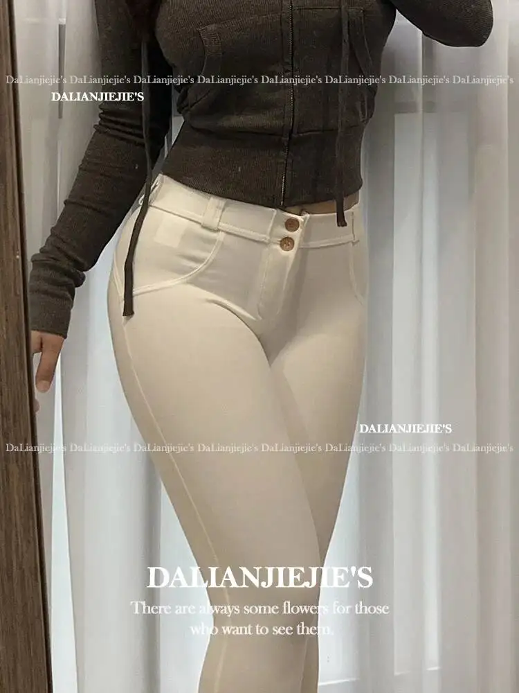 Slim Sexy Women Pencil Pants Sweet Fashion Women Transparent Low Waist Tight Casual Pants For Women Peach Hip White 7C6T