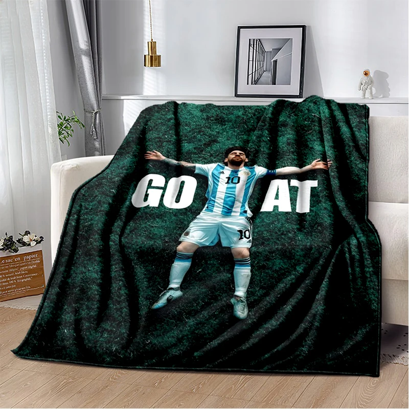 3D Ziegen-Messi Fußball-Sportstar Flanell-Decke Weiche Warme Wurfdecke für Schlafzimmer Wohnzimmer Bett Reisen Camping Picknick Geschenk