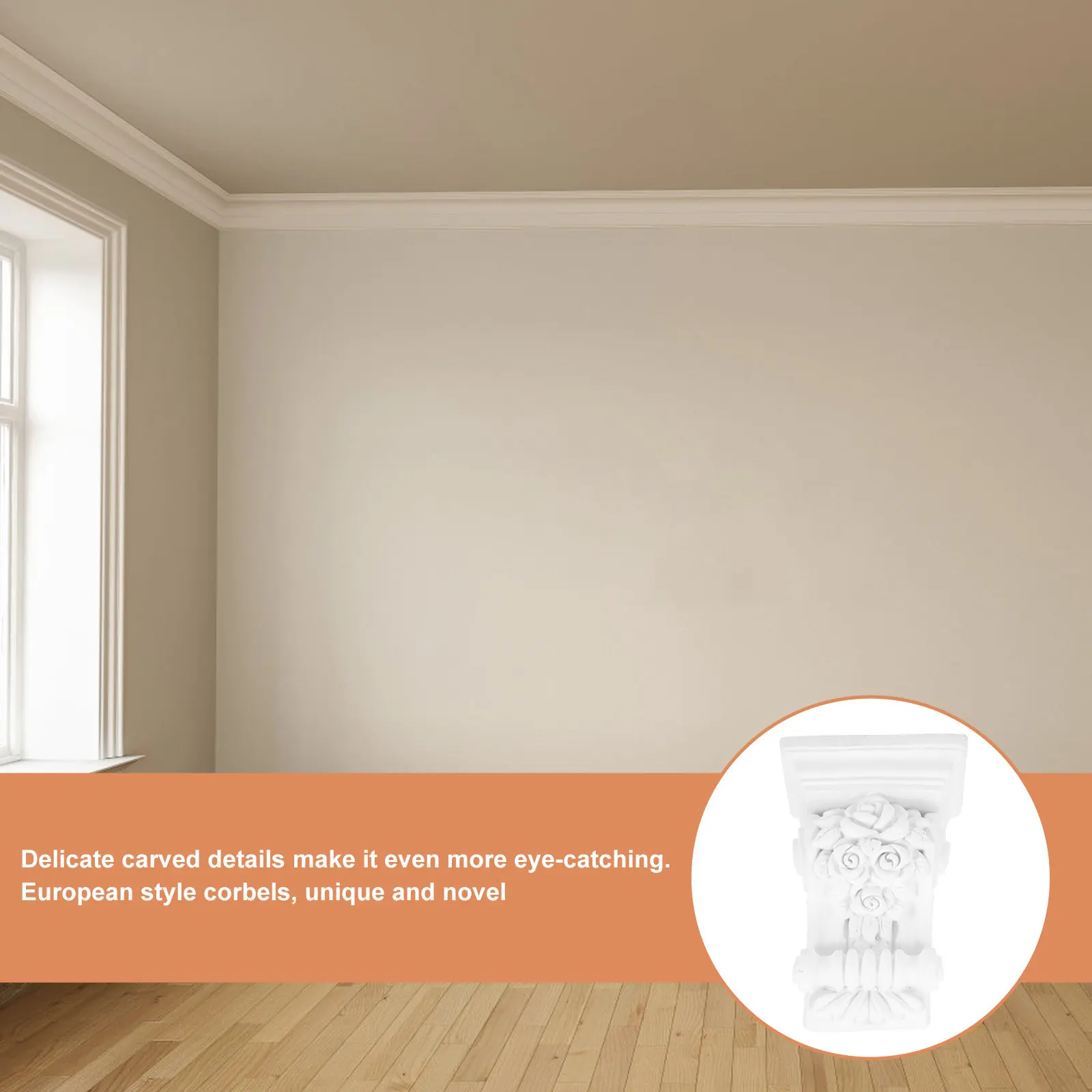 European Style Corbels Polyurethane Carved Decorative Roman Themed White Support Corner Practical