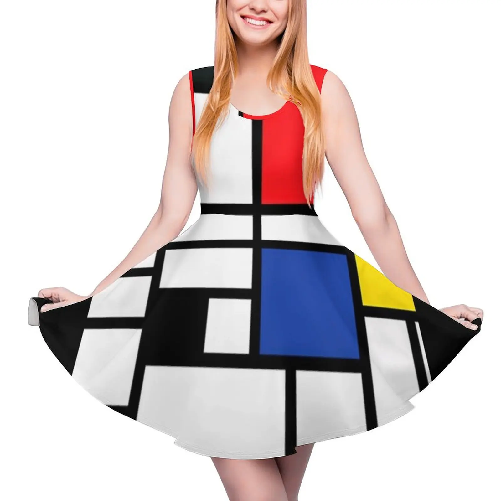 piet mondrian - Composition with,Red,Blue, yellow,black,white Sleeveless Dress Female dress