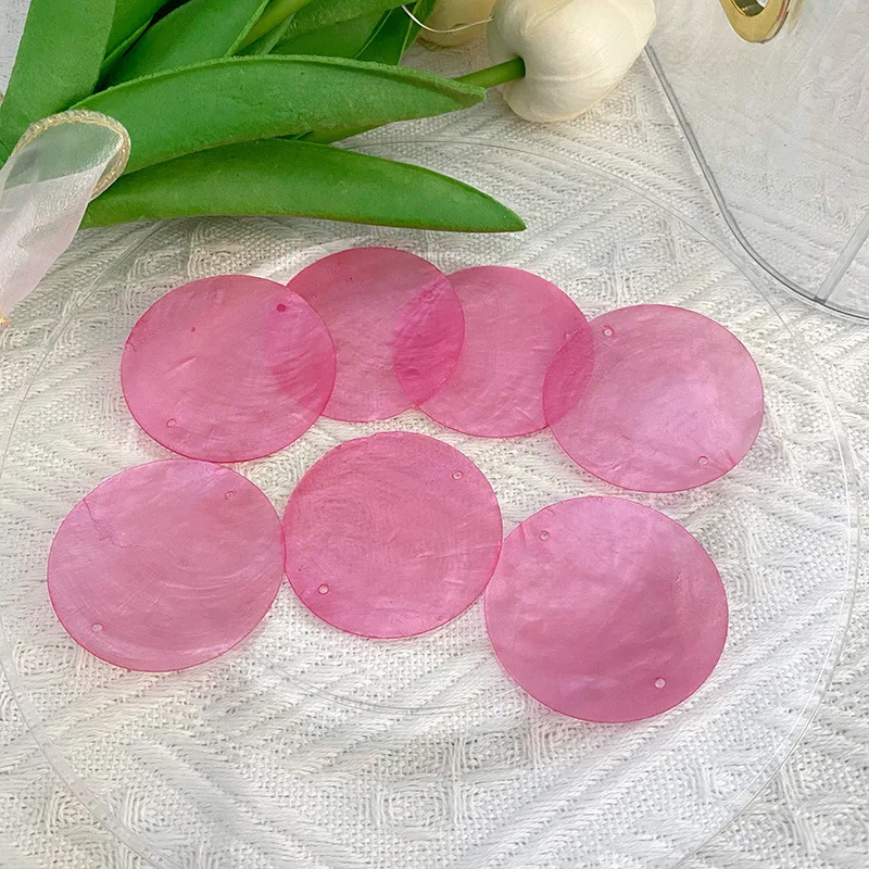 5cm Dual-Hole Colored Mirror Shell Round DIY Natural Shell Wedding Mother-of-Pearl Lamp Wind Chime Accessory