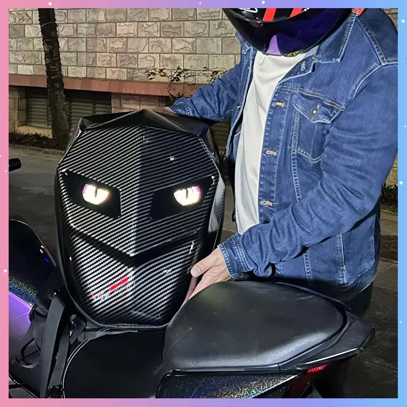 Motorcycle Duffel Bag Riding Backpack Phone APP Bluetooth Control With LED Eyes Pattern Hard Shell Full Helmet Rider Helmet Gift