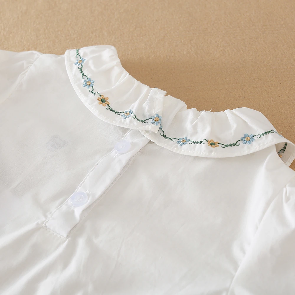 Girls\' Cotton Long Sleeve Top for Ages 2-6 Lovely Ruffle Collar Casual Style Children\'s Clothes