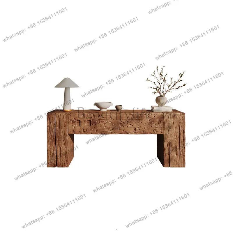 

Wabi-sabi wind old elm entrance table retro old log case table B & B wall decoration display long entrance table