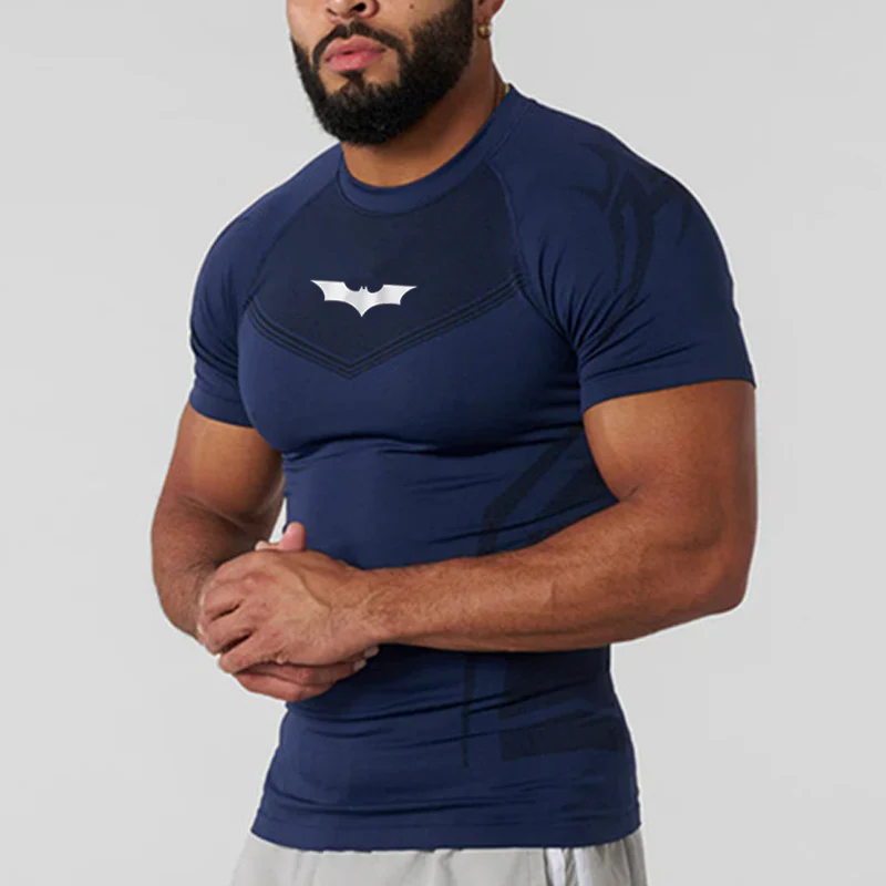 Bat Running Short Sleeve 2026 Spring Autumn New Men Stylefitness Clothes Quick Drying Breathable Stretch Tight Fitting Top