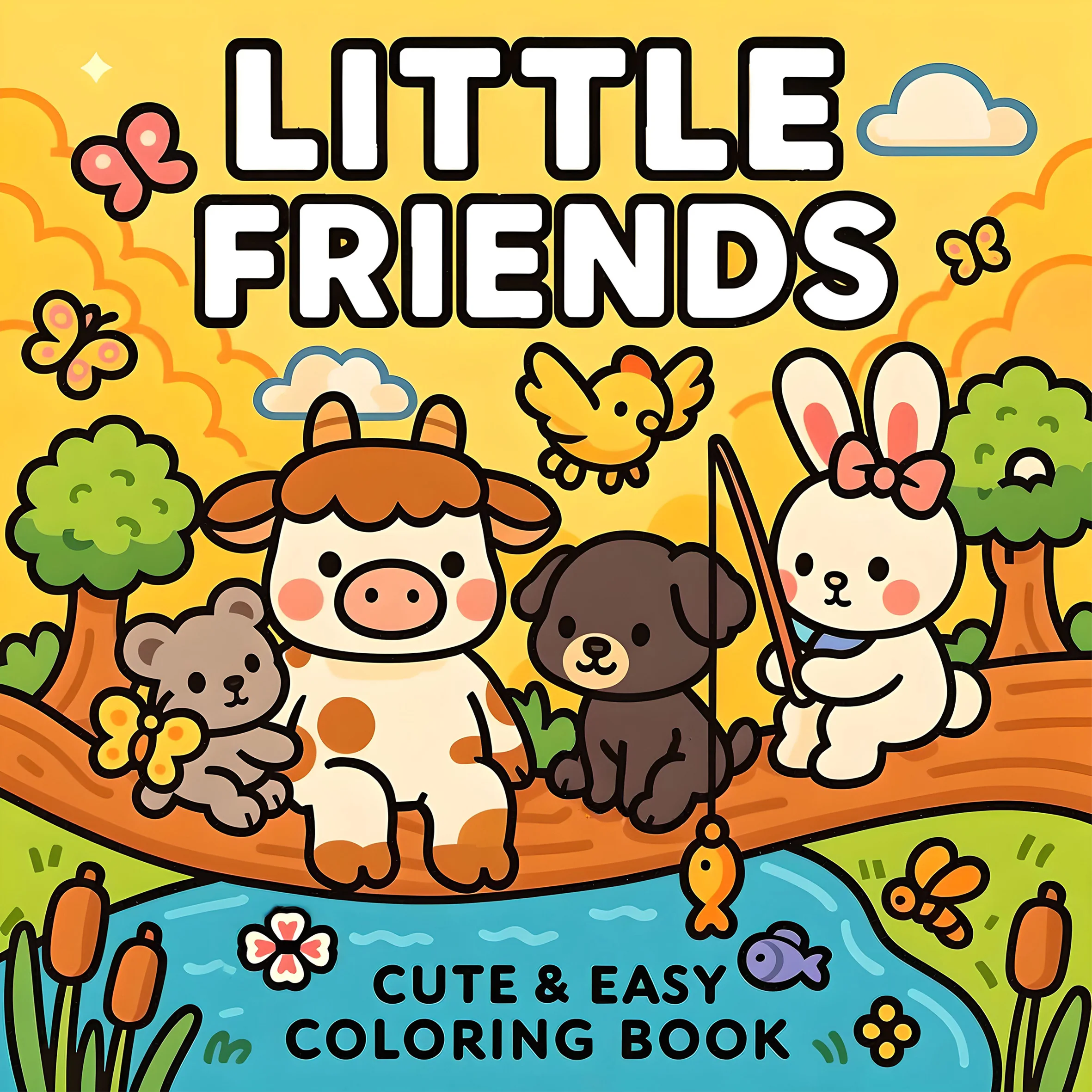 LITTLE FRIENDS Malbuch mit kräftigen, einfachen Mustern für Erwachsene, süßes Zeichenbuch, perfektes Geschenk für Party und Geburtstag