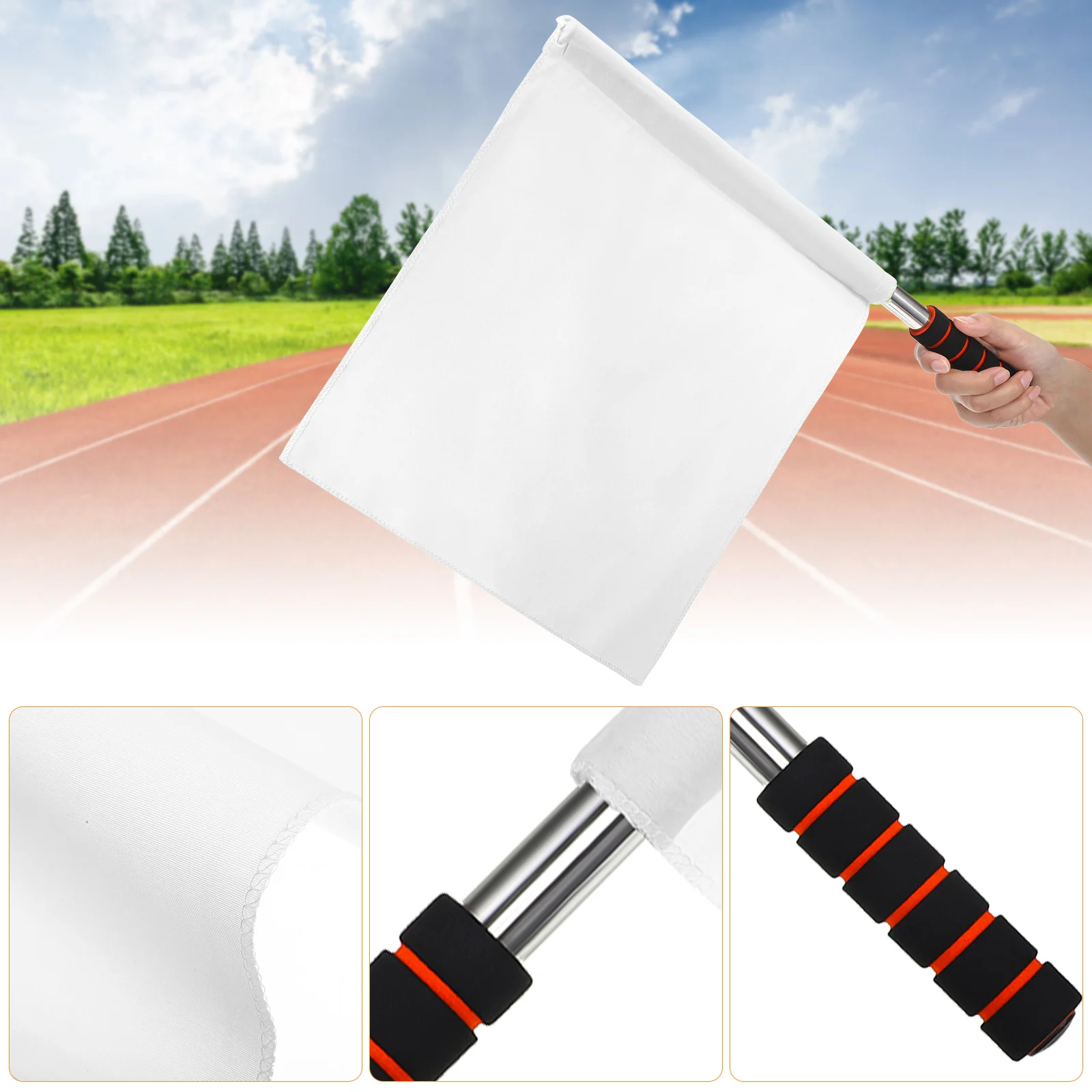 4 قطعة أعلام الحكم المحمولة للتدريب الرياضي خفيفة الوزن نونسليب قبضة سباق السيارات الحدث وضوح عالية بلون المقاوم للصدأ