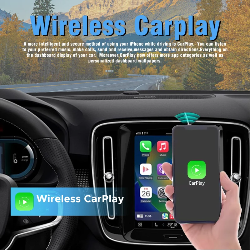 Wireless Carplay Android Auto Adapte for Volvo XC90 XC60 XC40 S90 S60 V90 Navigation Radio Car DVD Player Mirror Link Airplay