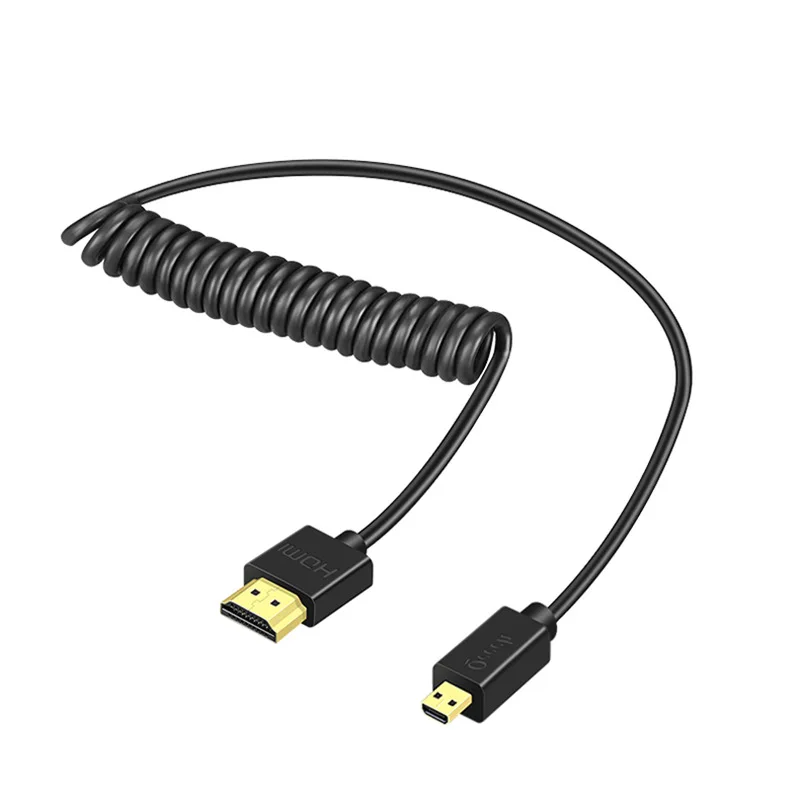 Super Soft Micro Mini HD cable male to male HDTV 2.0V Thin 4k hd Light-weight Portable SLR camera Telescopic spring cable