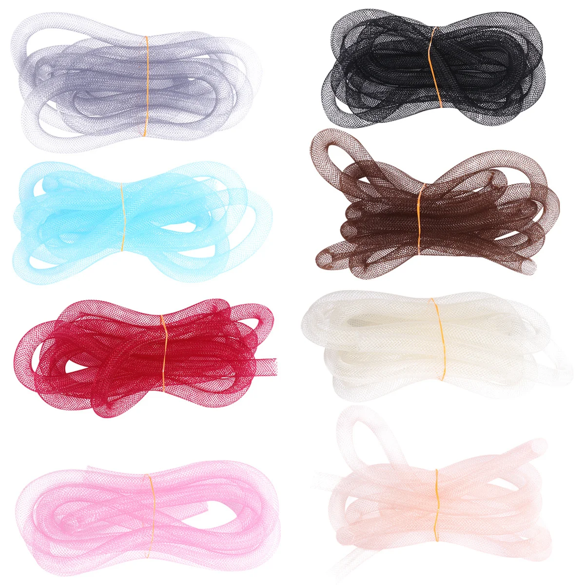 8Mm Elastic Mesh Tube Cord For Diy Hair Accessories Craft Supplies Nylon Yarn Rope Bracelet Ankle Chain Making Braid Tube