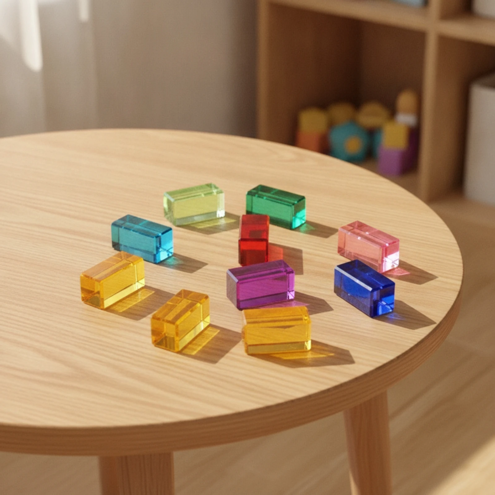 10 Pieces Acrylic Building Blocks Colorful Translucent Building Blocks Toy Educational Open-Ended for Children, Playroom