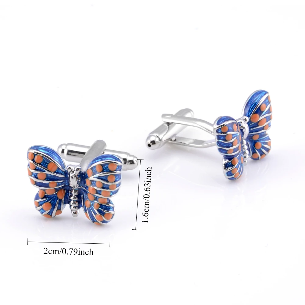 Blue And Orange Contrasting Color Butterfly Enamel Cufflinks Exquisite Metal Cufflinks Men's Formal Business Banquet Accessories