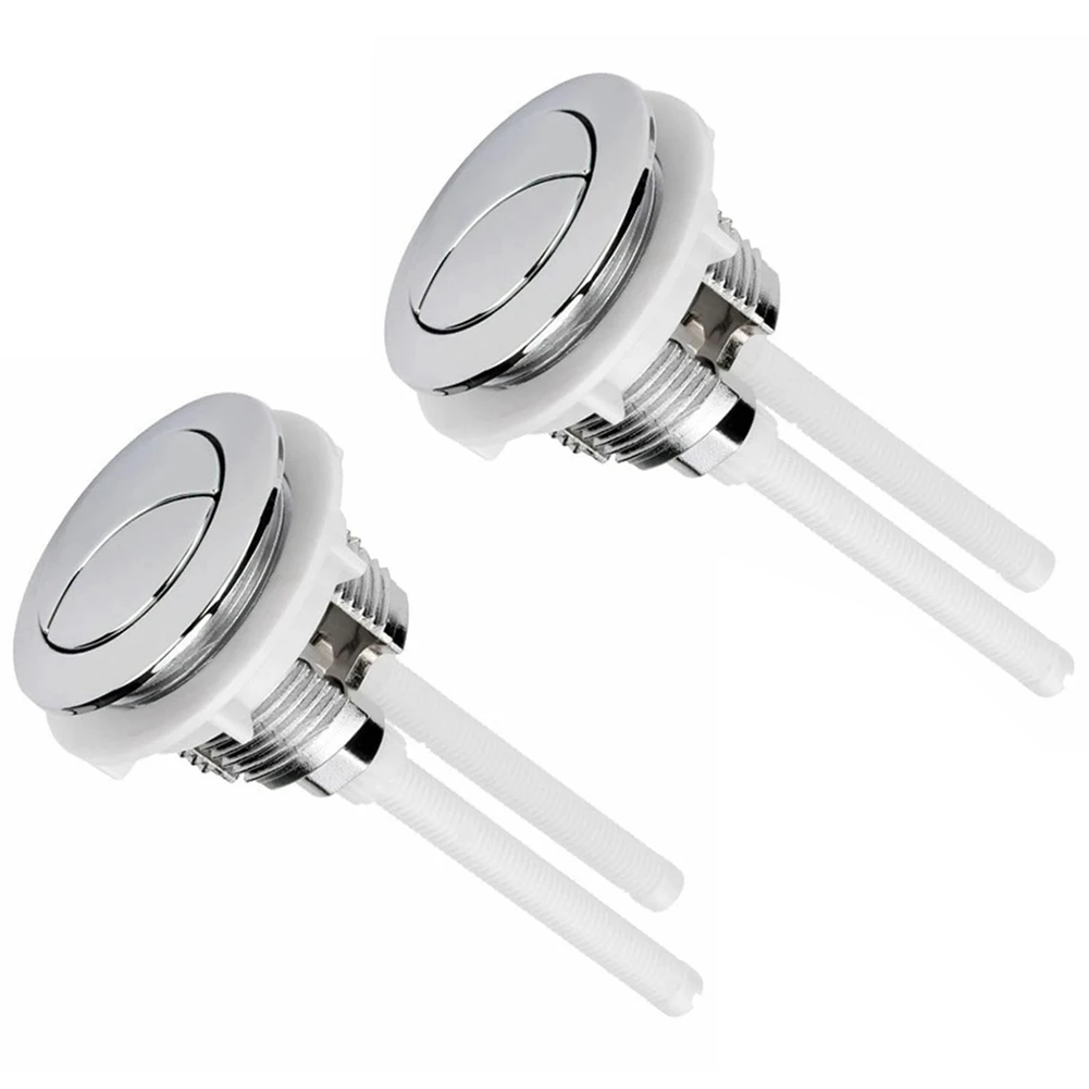 AT44-2PCS Toilet Flush Button Double-Key Switch Button Replaces 38Mm Double-Button Switch Round Button Toilet Flush Button