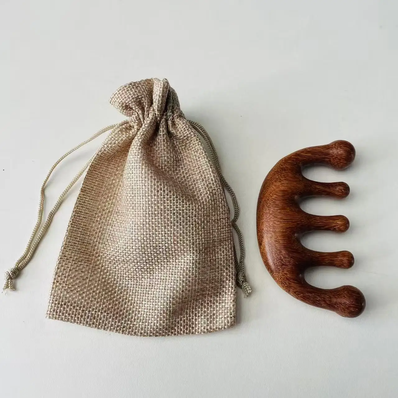 Traditional Chinese Wooden Comb with Five-Finger Massage Function with a Gift Bag